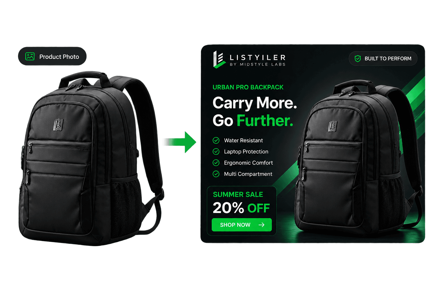 Product photo transformed into a social creative
