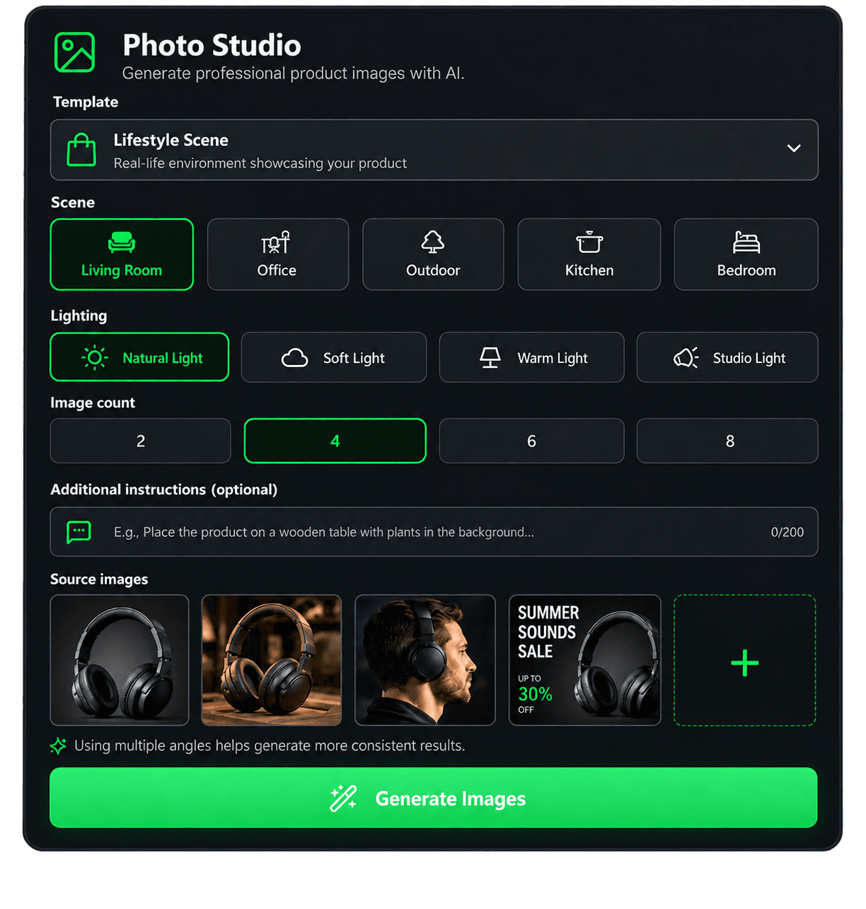 Listyiler Photo Studio interface